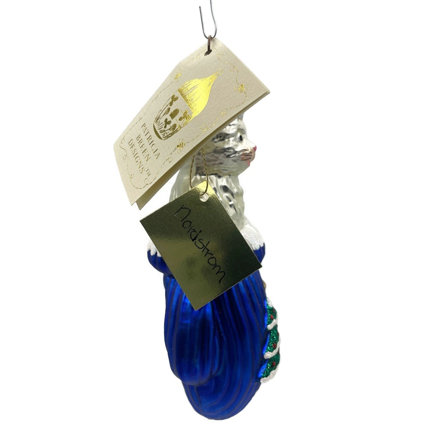 Patricia Breen Kitten in a Mitten Blue Cat Pet Christmas Holiday Tree Ornament