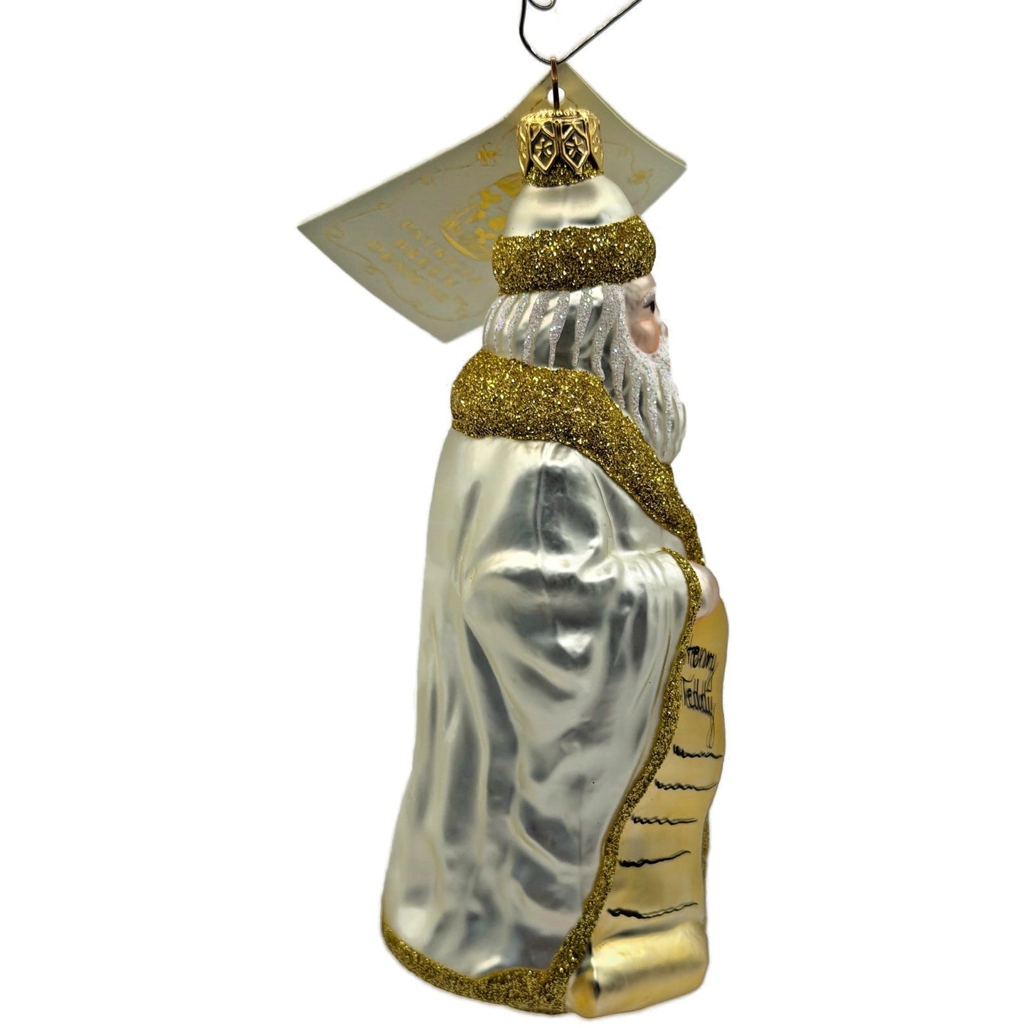 Patricia Breen Making His List Pearl Gold Santa Claus Christmas Tree Ornament