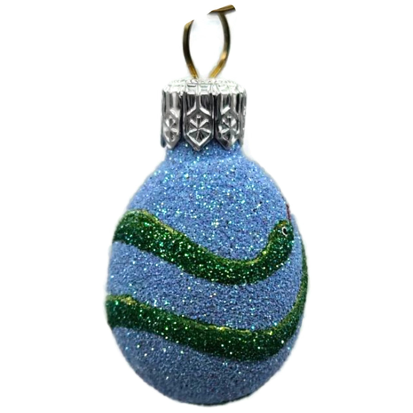 Patricia Breen Miniature Egg Snake Blue Easter Spring Glittered Ornament 2363