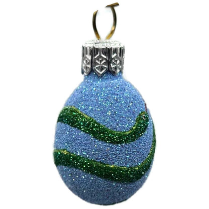 Patricia Breen Miniature Egg Snake Blue Easter Spring Glittered Ornament 2363