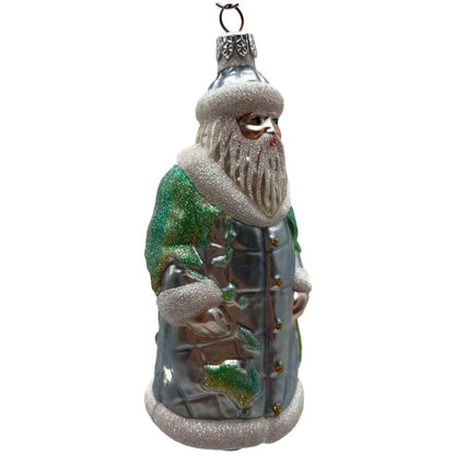Patricia Breen Global Santa Glittered Continents Blue Green Christmas Ornament