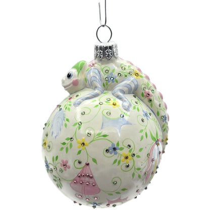 Patricia Breen Happy Holidays Hamish Chameleon Floral Reflector Ornament 3163