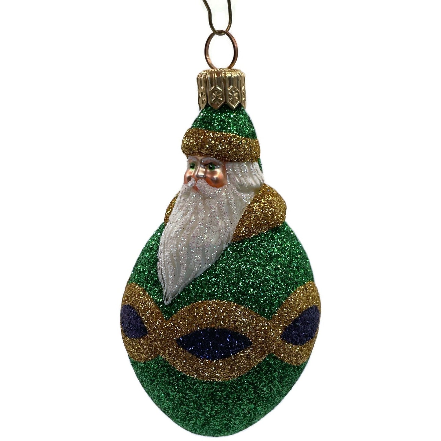 Patricia Breen Ornament Miniature Faberge Santa Green Purple Christmas Tree Deco