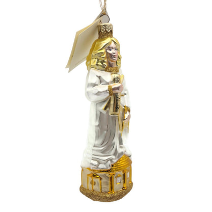 Patricia Breen Saint Barbara Pearl White Gold Religious Christmas Tree Ornament