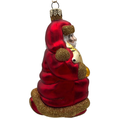 Patricia Breen Santa and Sarenka Fawn Deer Red Gold Christmas Tree Ornament