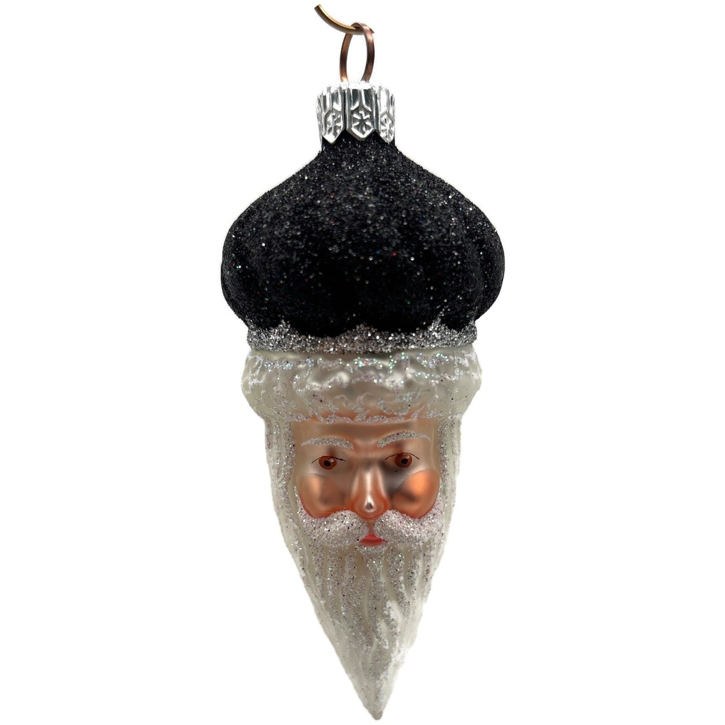 Patricia Breen Miniature Minsk Santa Head Black Christmas Tree Ornament CATZ