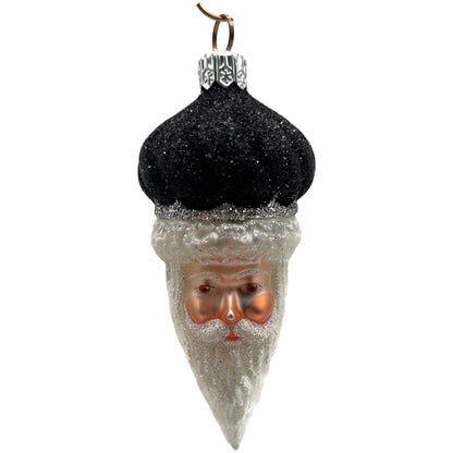Patricia Breen Miniature Minsk Santa Head Black Christmas Tree Ornament CATZ