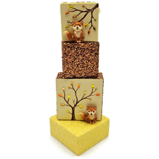 Patricia Breen Presenting Gold Fox Fall Leaves Free Standing Ornament Set