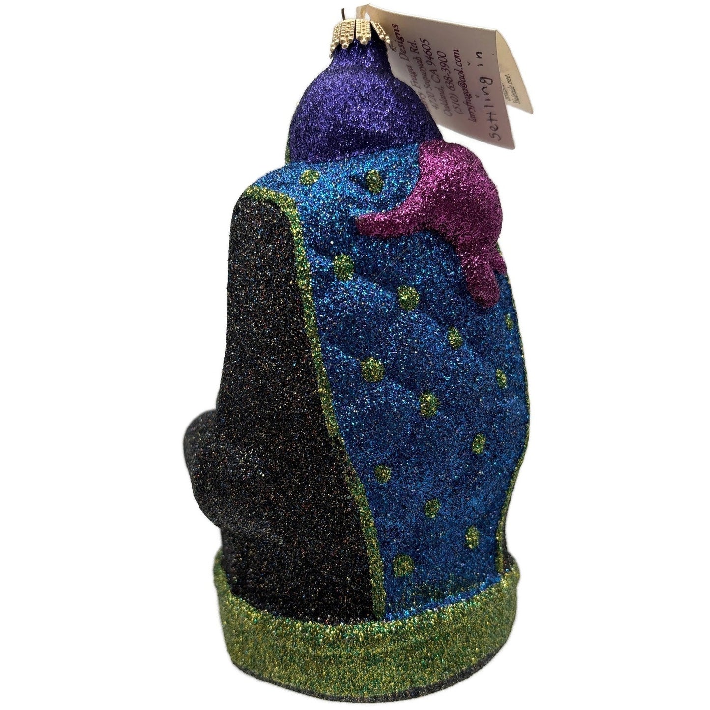 Larry Fraga Settling In Blue Santa Claus Purple Bear Christmas Tree Ornament
