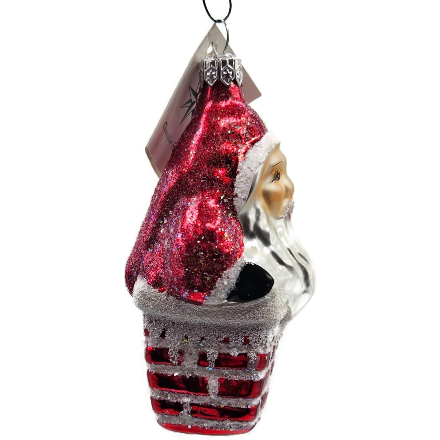 Christopher Radko Santa Claus Down The Chimney Red Christmas Ornament 94-176-0