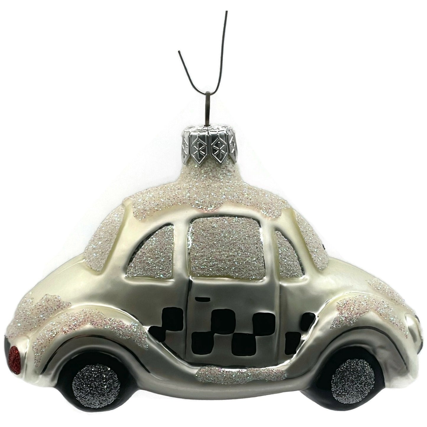 Patricia Breen Little Yellow Taxi Pearl Car Extra Glitter Christmas Ornament