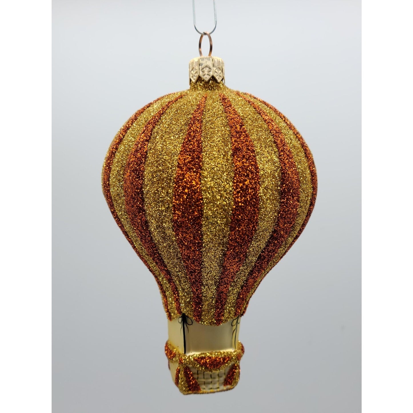Patricia Breen Petite Balon Copper Gold Glittered Stripe Christmas Tree Ornament