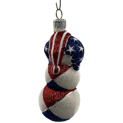Patricia Breen Harlequin Snowman Patriotic Stars Stripe Christmas Tree Ornament