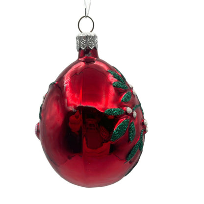 Ornament Patricia Breen Mistletoe Egg Red Pink Heart Shiny Christmas Holiday