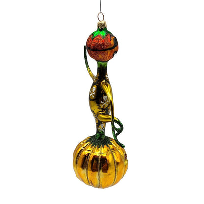 Slavic Treasures Jack on Jack Pumpkin Gold Skull Halloween Ornament D-20M-08