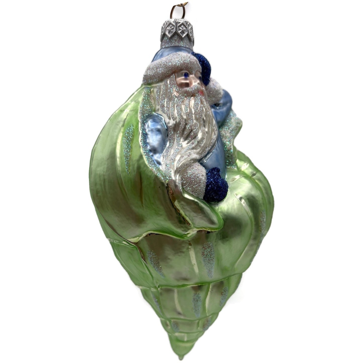 Patricia Breen Coastal Santa Green Seashell Summer Aquatic Christmas Ornament