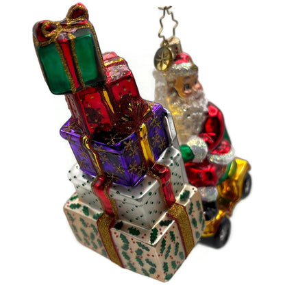 Christopher Radko Heavy Lifting Nick Santa Glass Christmas Ornament 1016139