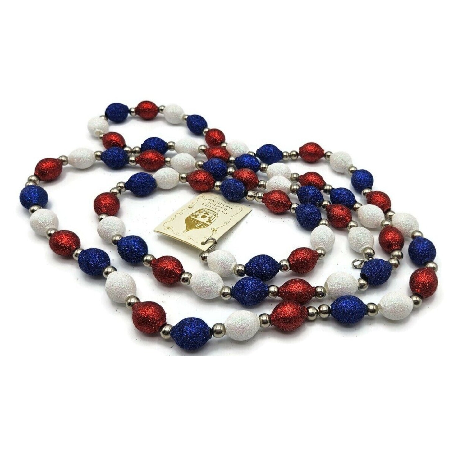 Patricia Breen Garland 2 Decorate Red White Blue Patriotic Christmas Bead Decor