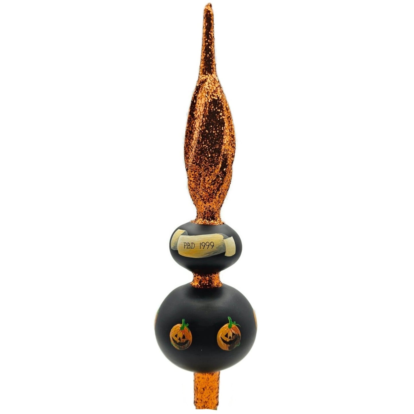 Patricia Breen Miniature Halloween Finial Black Orange Jack-o-Lantern Topper