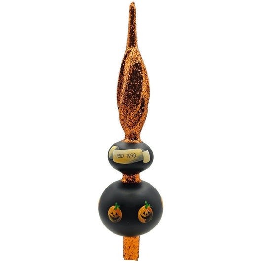 Patricia Breen Miniature Halloween Finial Black Orange Jack-o-Lantern Topper