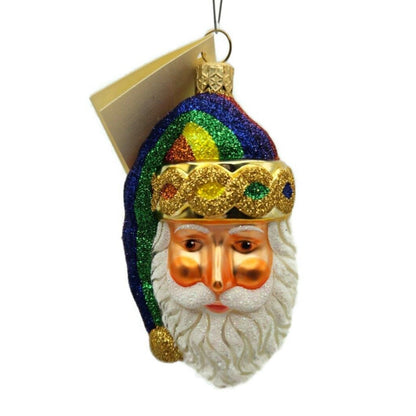 Patricia Breen Sparkle Plenty Rainbow Santa Claus Head Christmas Tree Ornament