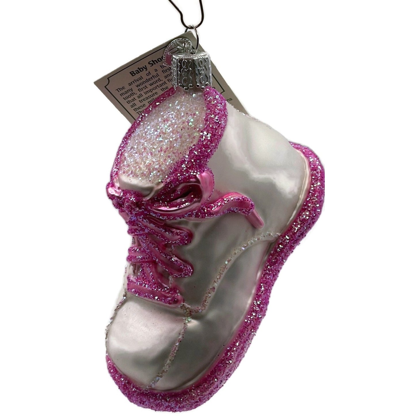 Baby Girl Shoe Ornament Pearl Pink Old World Christmas Holiday Tree Ornament OWC
