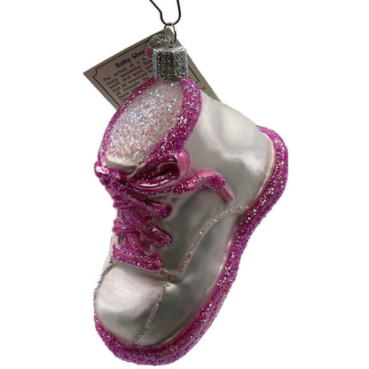 Baby Girl Shoe Ornament Pearl Pink Old World Christmas Holiday Tree Ornament OWC