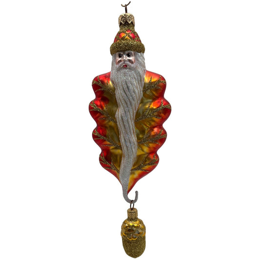 Patricia Breen Oak Leaf Santa Orange Matte Fall Autumn Christmas Ornament NM
