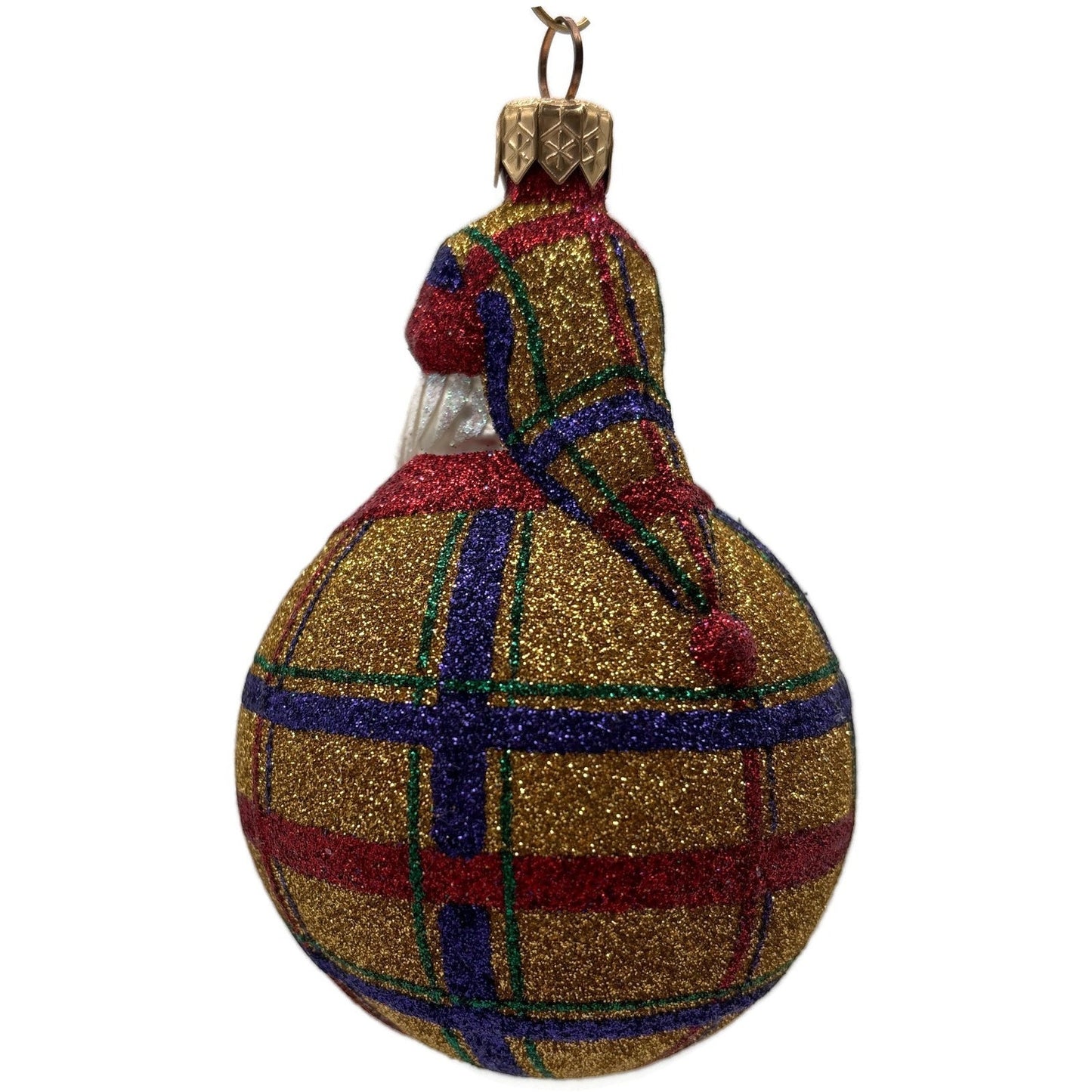 Patricia Breen Santa Du Monde Plaid Red Gold Christmas Tree Ornament CATZ