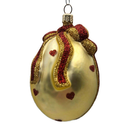 Patricia Breen Caseys Egg Hearts Teddy Bear Ribbon Gold Christmas Tree Ornament