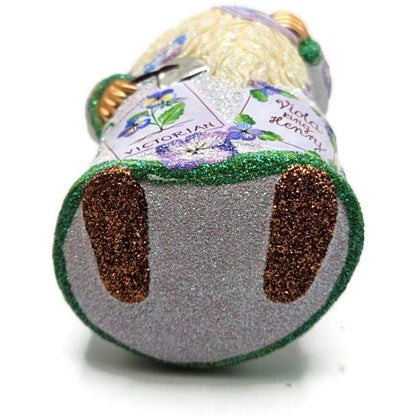 Patricia Breen Sowing Time Pansies Lavender Santa Christmas Tree Ornament