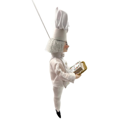 Gladys Boalt Happy Birthday Chef White Fabric Christmas Tree Ornament Signed