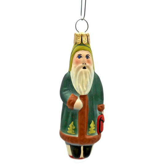 Vaillancourt Ornament Mini Green Father Christmas With Bag Folk Art Tree Decor