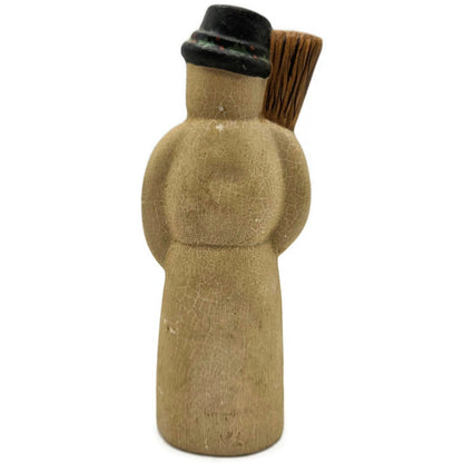 Vaillancourt American Snowman Broom Black Hat Chalkware Christmas Figurine 3551