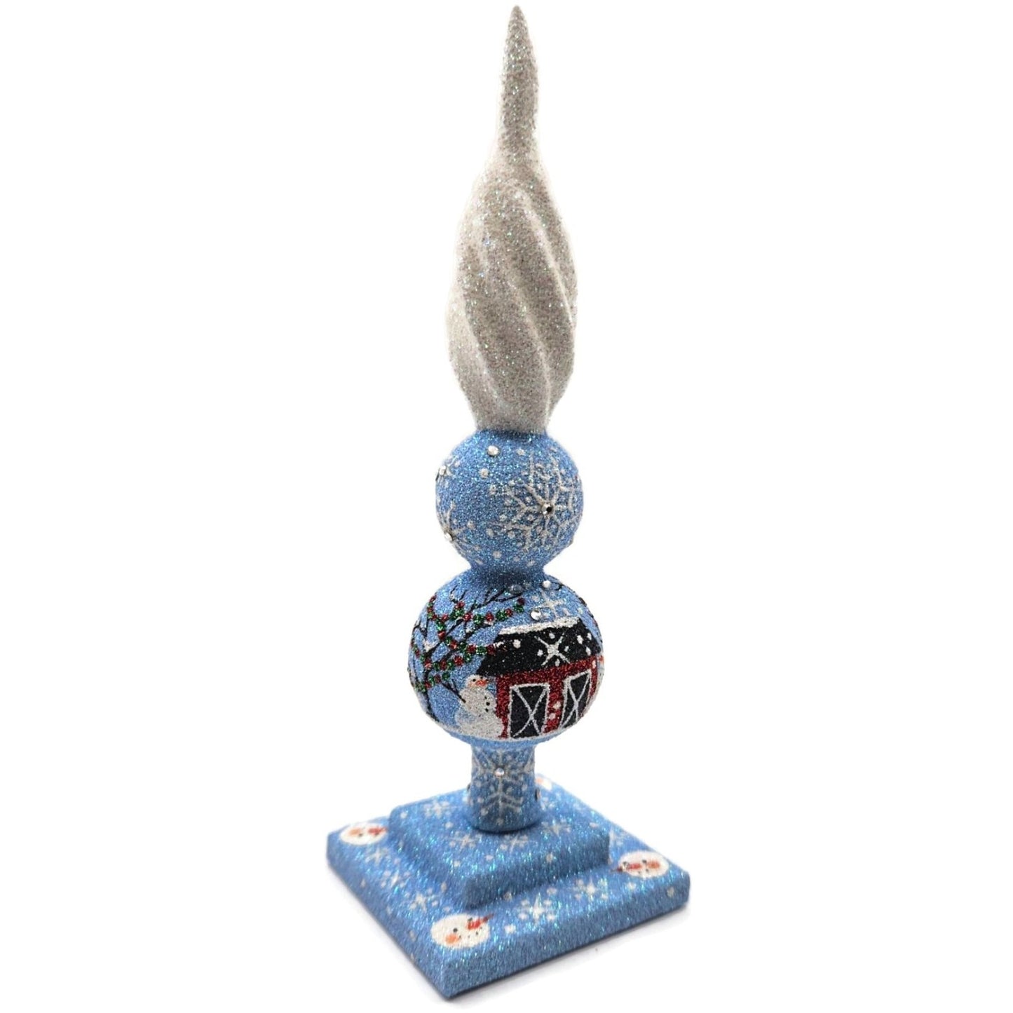 Patricia Breen Ultra Miniature Finial Red Barn Snowman Christmas Ornament HCB