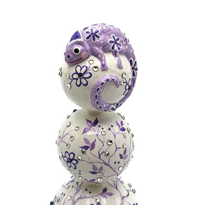 Patricia Breen Miniature Chameleon Finial Chinoiserie Lavender Tree Topper