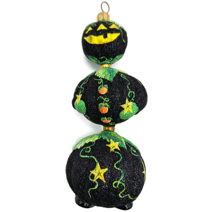 Patricia Breen Kinetic Pumpkinman Black Halloween Christmas Glittered Ornament
