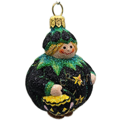 Patricia Breen Trickster Pumpkin Back Black Orange Glass Halloween Ornament 2651