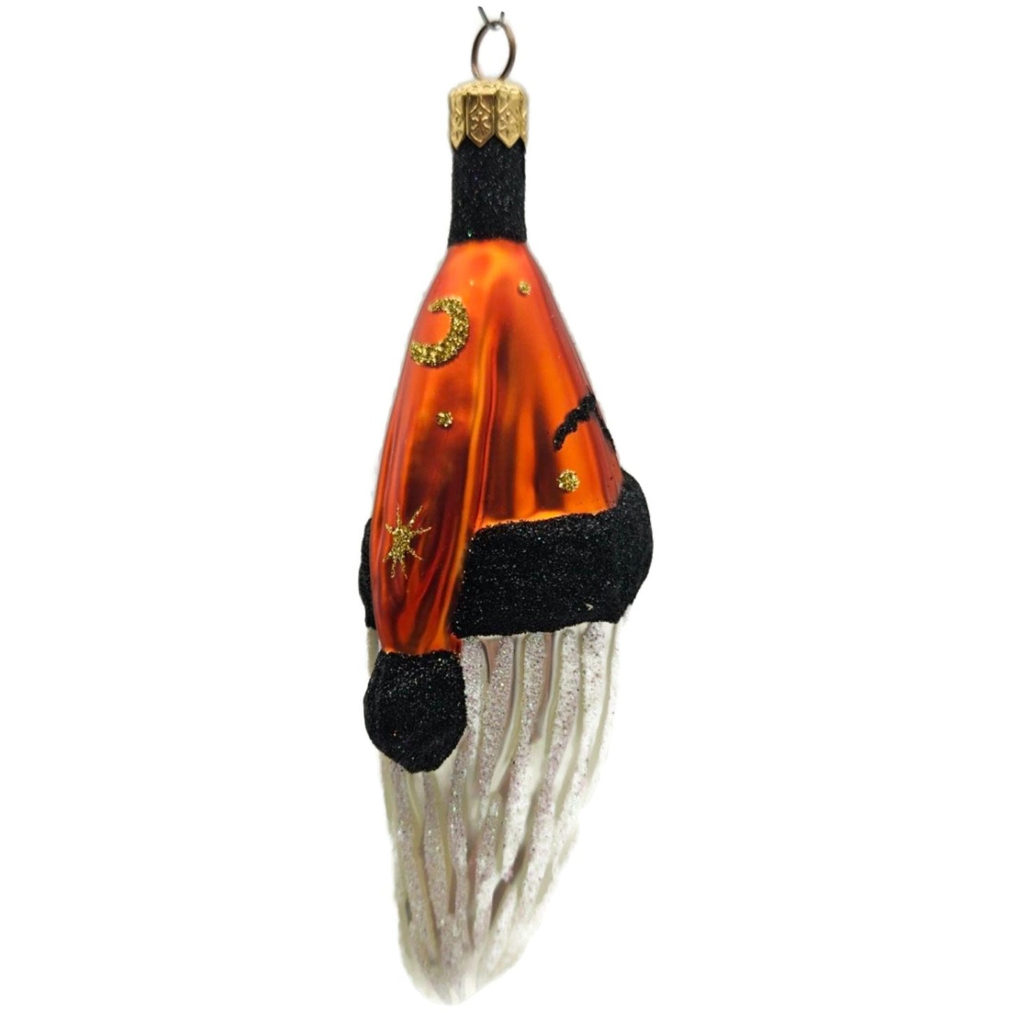 Patricia Breen Faux Fur Santa Head Moons Orange Stars Halloween Ornament 9610