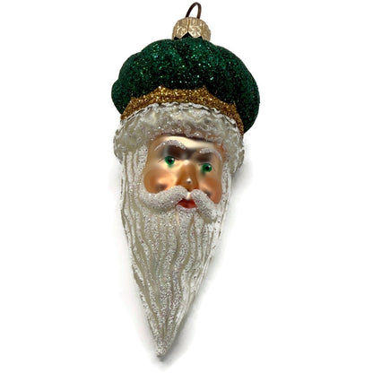 Patricia Breen Miniature Minsk Santa Head Green Hat Christmas Tree Ornament 2152