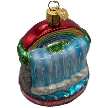 Niagara Falls Rainbow Water Fall OWC Glass Glitter Ornament Old World Christmas