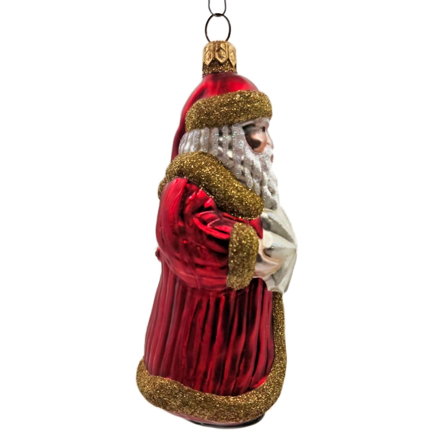 Patricia Breen Snowflake Santa Claus Red Gold Glittered Christmas Tree Ornament