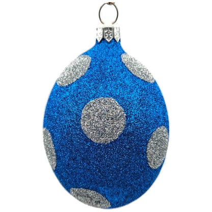 Patricia Breen Egg Blue Silver Polka Dot Easter Christmas Tree Ornament TCS