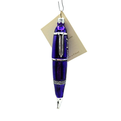 Ornament Patricia Breen Pen Purple Silver Glittered Christmas Tree Signed Decor