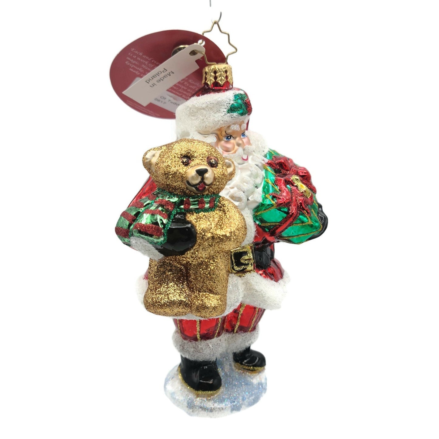 Christopher Radko The Gift of Teddy 1020617 Santa Claus Christmas Tree Ornament
