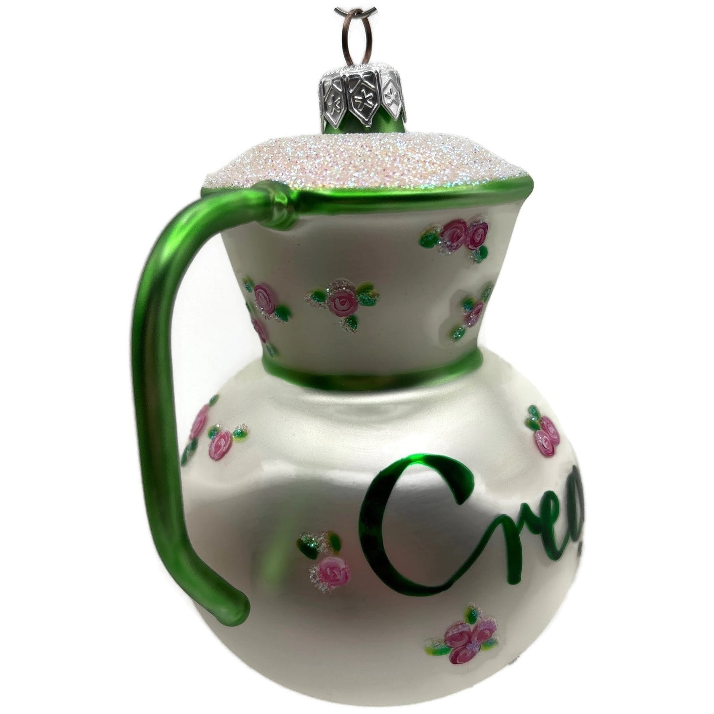 Patricia Breen Sweet Cream Pearl Green Pink Roses Spring Christmas Tree Ornament