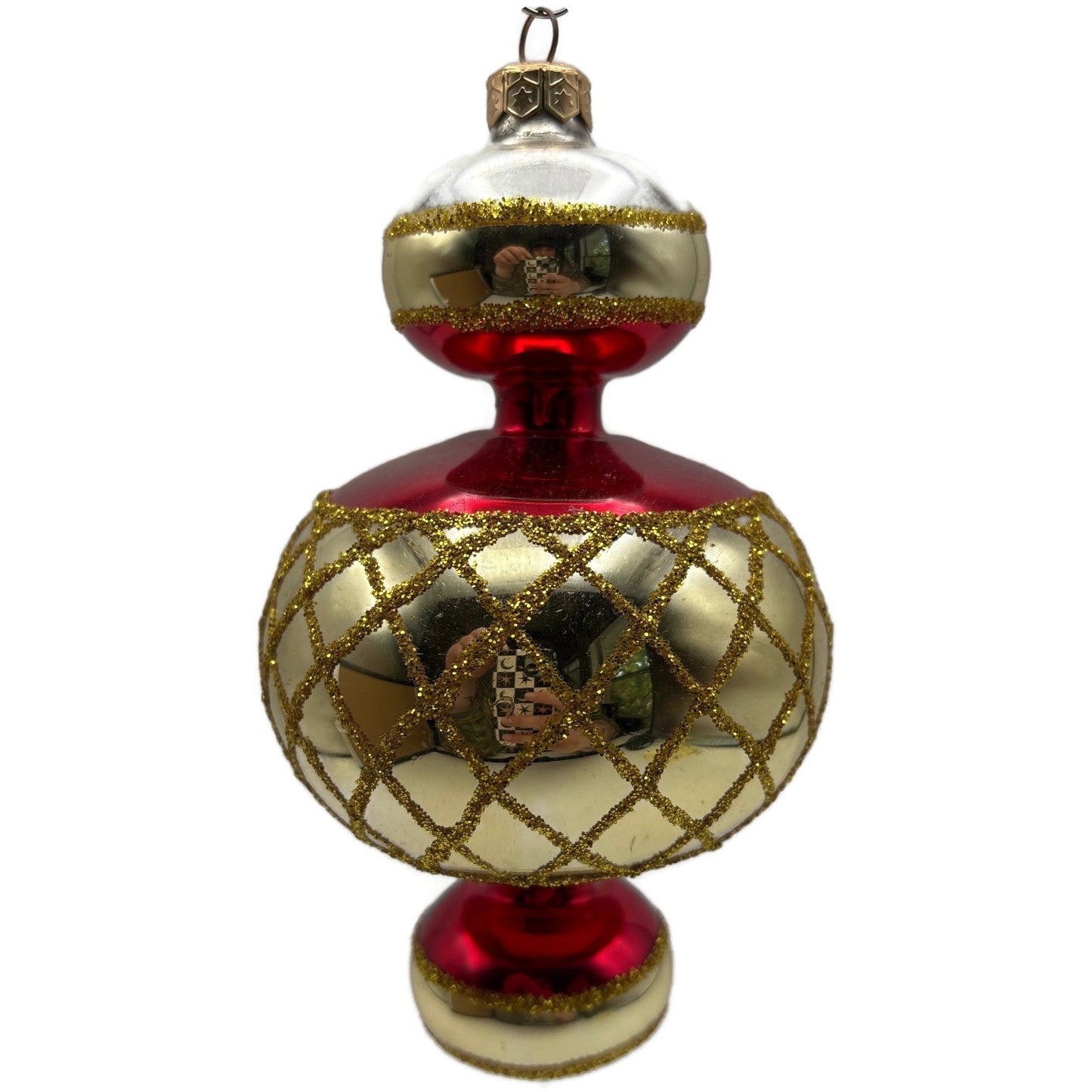 Christopher Radko Jumbo Spintops Red Gold Christmas Tree Ornament 93-302-0