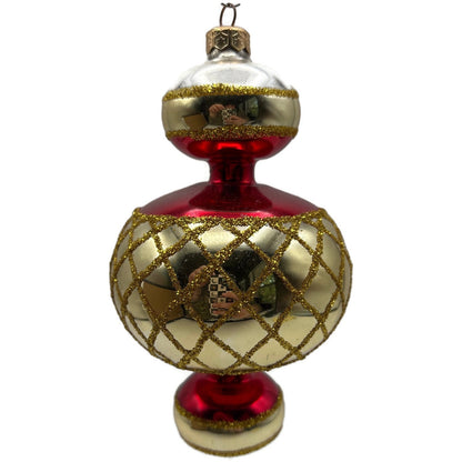 Christopher Radko Jumbo Spintops Red Gold Christmas Tree Ornament 93-302-0