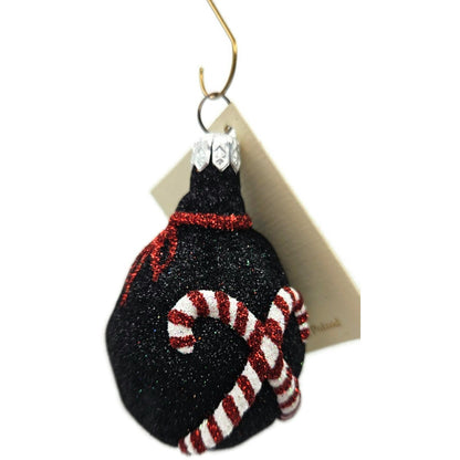 Patricia Breen Peppermint Sack Black Candy Canes Christmas Tree Ornament CATZ