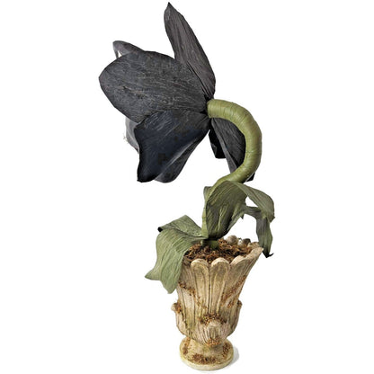 Bethany Lowe Scaredy Cat Orchid Halloween Black Paper Mache Flower Urn 18" Rare